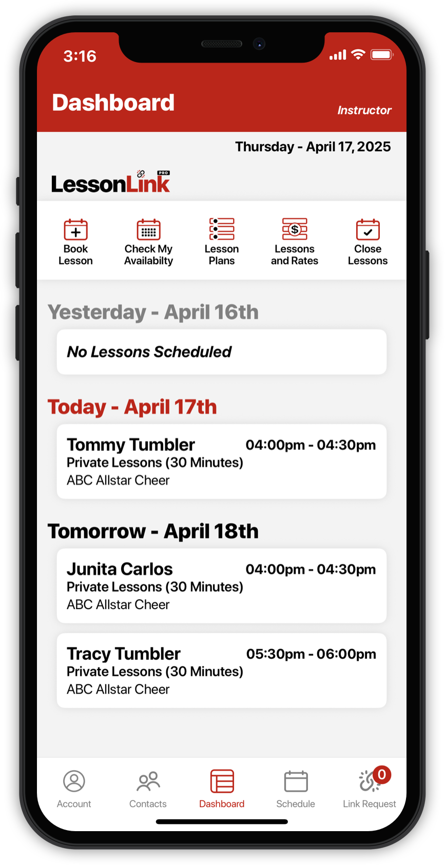 Lesson Pro LessonLink Pro - Private Lesson Management Platform